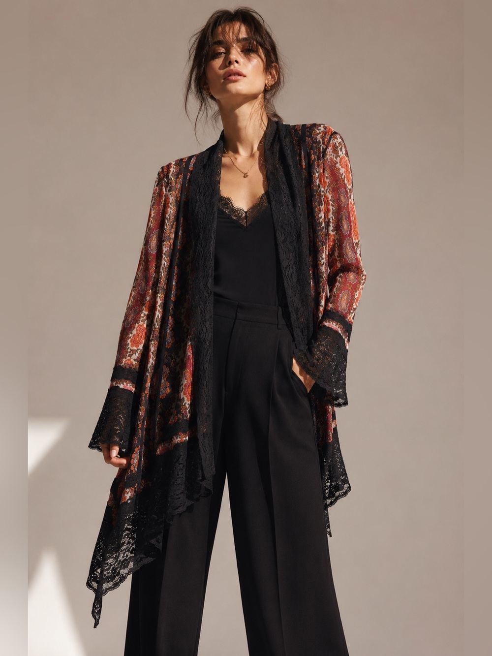 Jean Paul Gaultier Soleil Paisley Lace Open Cardigan M